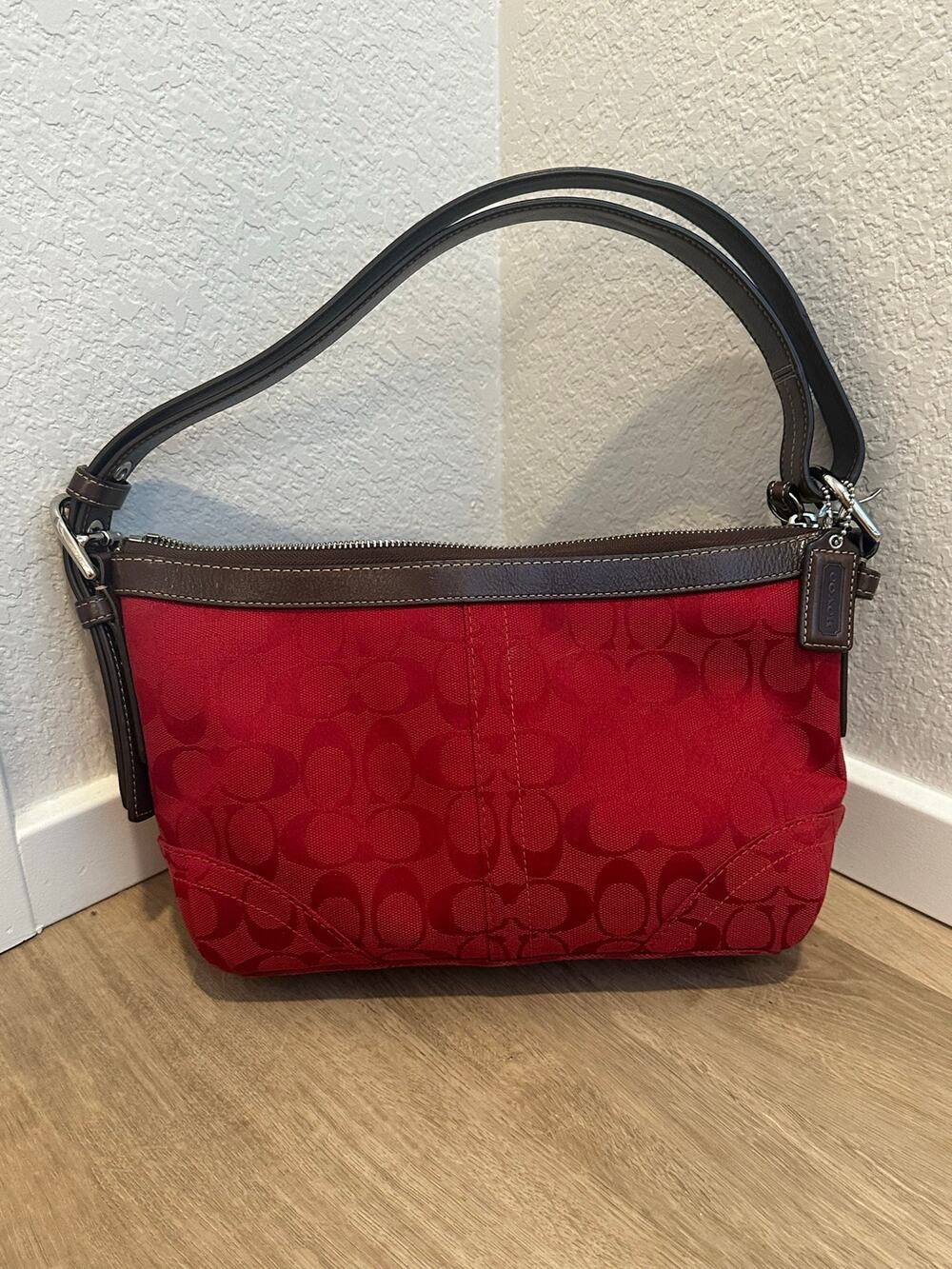 Authentic RARE Y2K COACH Suflette Shoulder Bag Red and Brown